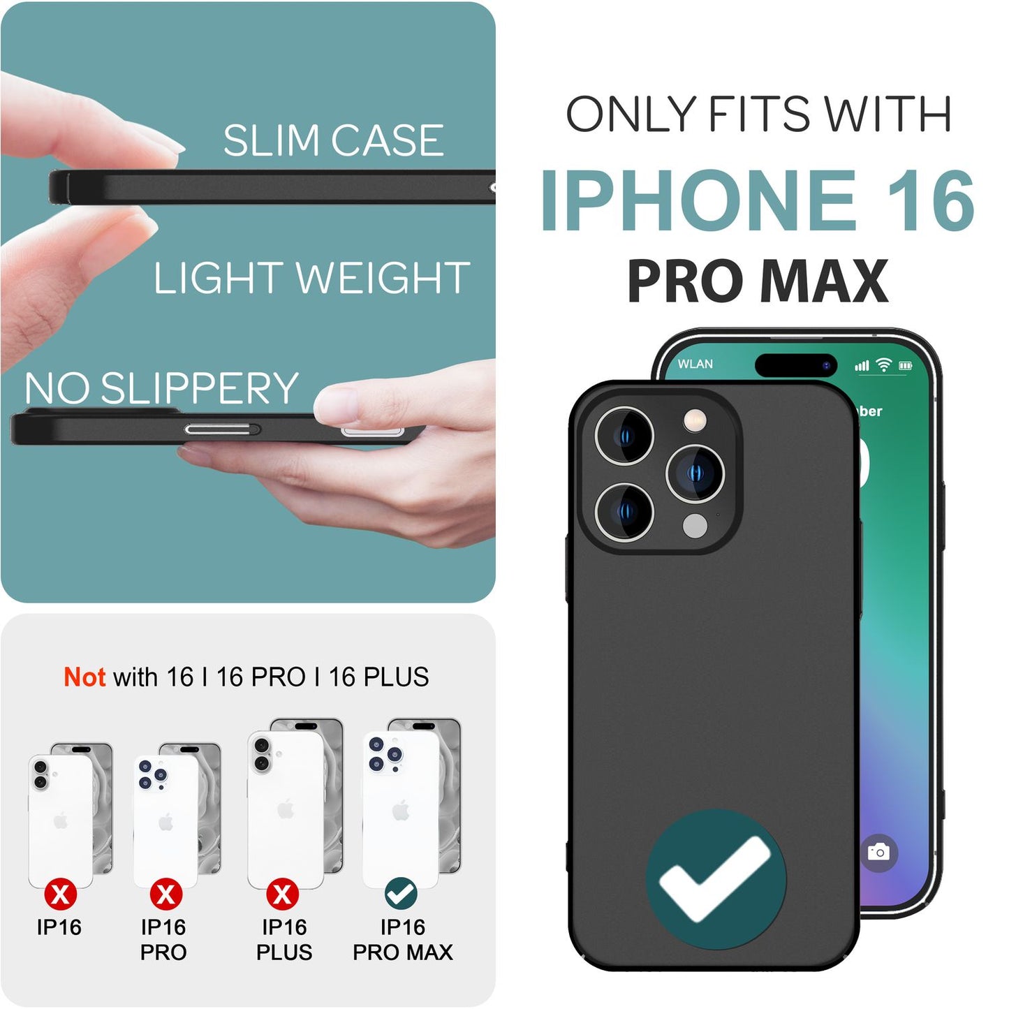 NALIA Ultra Slim Hardcase für iPhone 16 Pro Max – Anti-Fingerabdruck & 0.5mm Dünn – PUREFIT (Matt & Leicht) – Marke aus Berlin