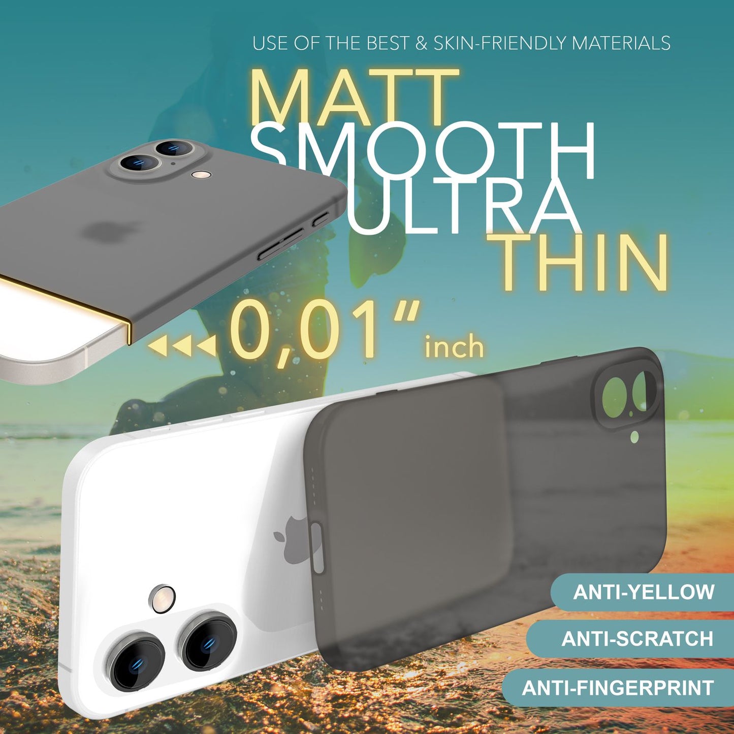 NALIA Ultra Slim Hardcase für iPhone 16 – Matt-Transparent & 0.3mm Dünn – PHANTOM (Dünnes Cover & Kamera-Vollschutz) – Marke aus Berlin