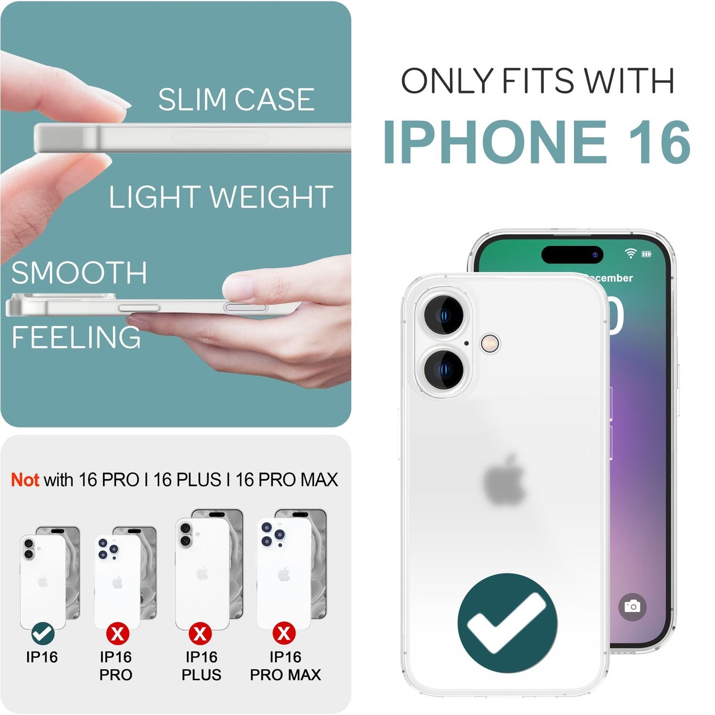 NALIA Ultra Slim Hardcase für iPhone 16 – Matt-Transparent & 0.3mm Dünn – PHANTOM (Dünnes Cover & Kamera-Vollschutz) – Marke aus Berlin