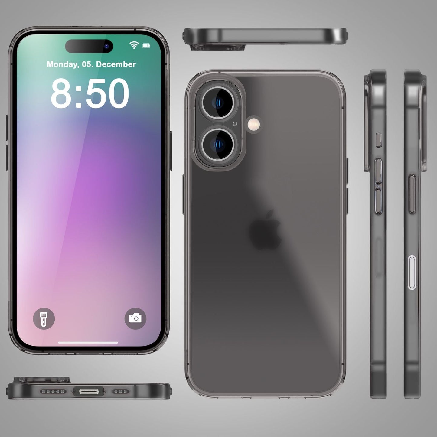 NALIA Ultra Slim Hardcase für iPhone 16 Plus – Matt-Transparent & 0.3mm Dünn – PHANTOM (Dünnes Cover & Kamera-Vollschutz) – Marke aus Berlin