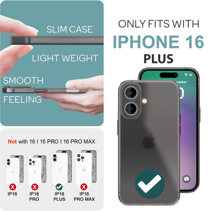 NALIA Ultra Slim Hardcase für iPhone 16 Plus – Matt-Transparent & 0.3mm Dünn – PHANTOM (Dünnes Cover & Kamera-Vollschutz) – Marke aus Berlin