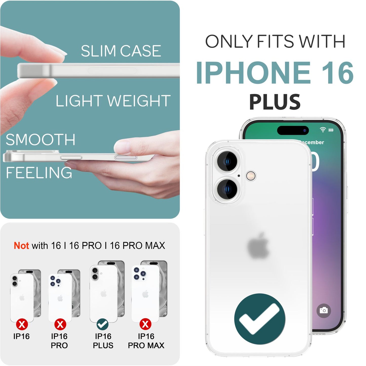 NALIA Ultra Slim Hardcase für iPhone 16 Plus – Matt-Transparent & 0.3mm Dünn – PHANTOM (Dünnes Cover & Kamera-Vollschutz) – Marke aus Berlin