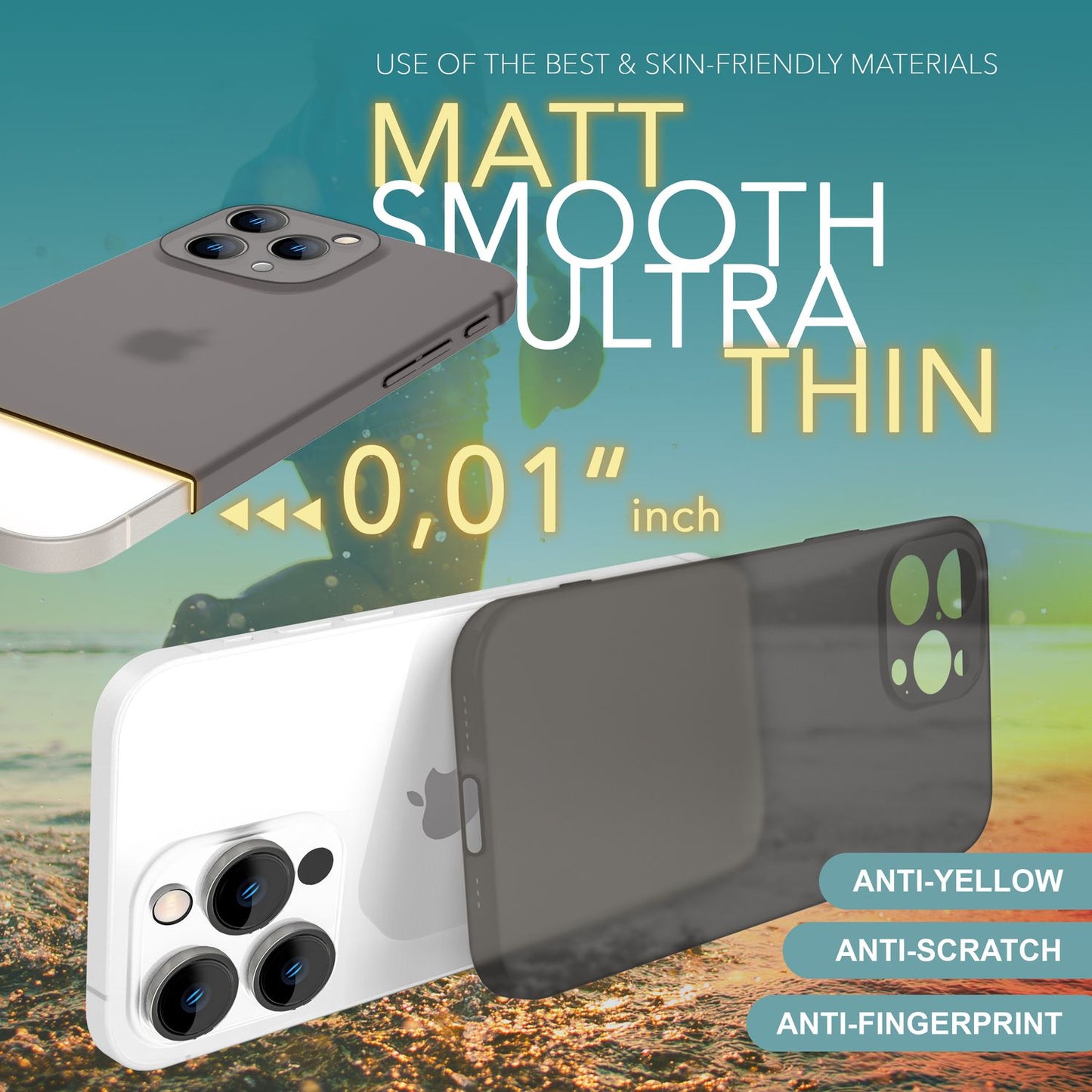 NALIA Ultra Slim Hardcase für iPhone 16 Pro – Matt-Transparent & 0.3mm Dünn – PHANTOM (Dünnes Cover & Kamera-Vollschutz) – Marke aus Berlin
