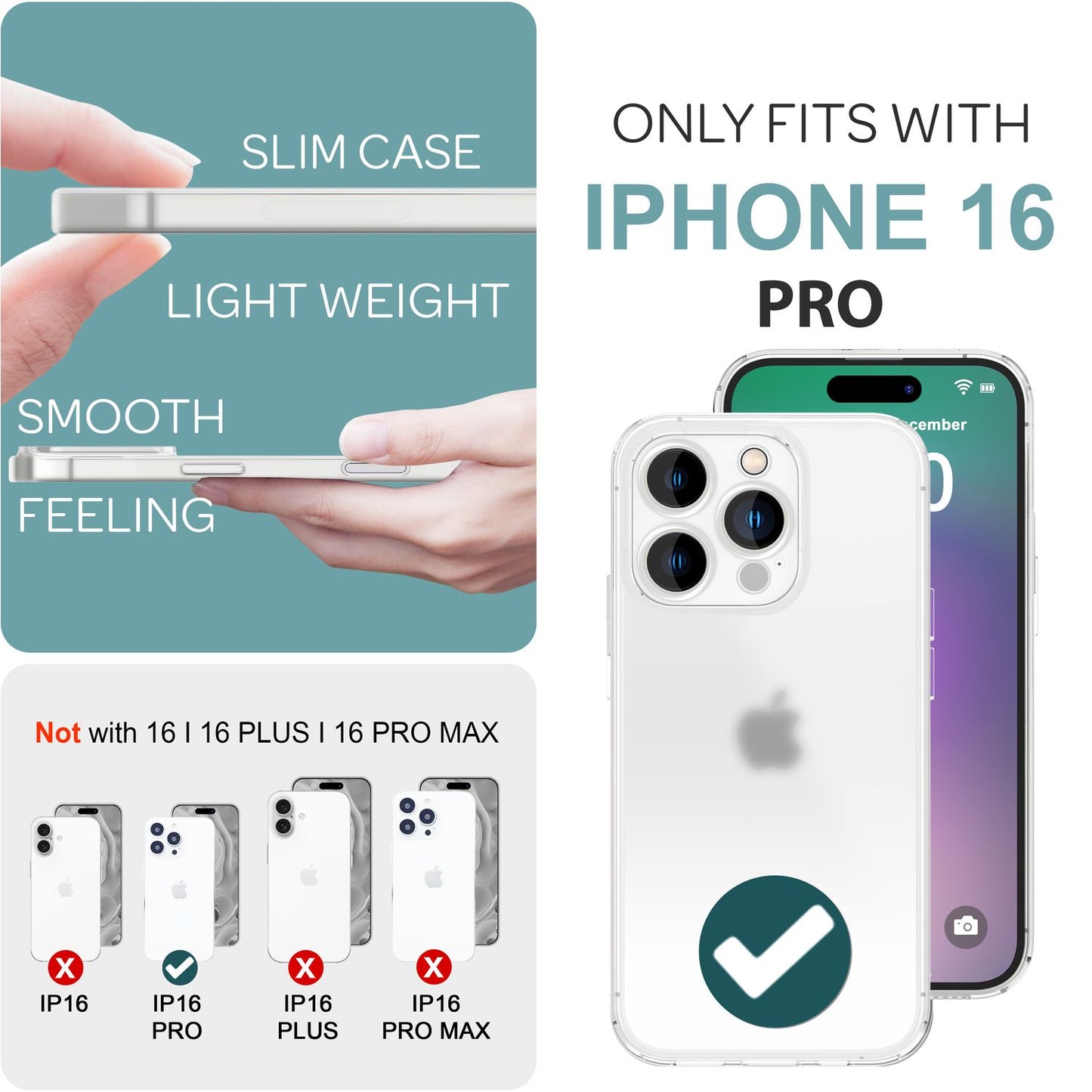 NALIA Ultra Slim Hardcase für iPhone 16 Pro – Matt-Transparent & 0.3mm Dünn – PHANTOM (Dünnes Cover & Kamera-Vollschutz) – Marke aus Berlin