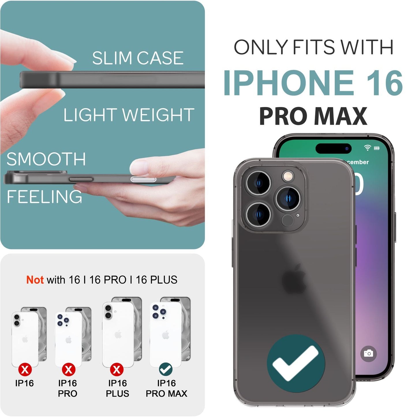 NALIA Ultra Slim Hardcase für iPhone 16 Pro Max – Matt-Transparent & 0.3mm Dünn – PHANTOM (Dünnes Cover & Kamera-Vollschutz) – Marke aus Berlin