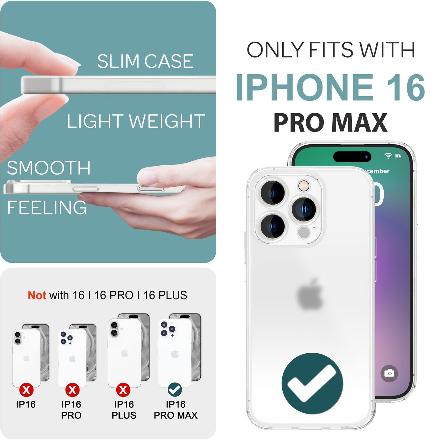 NALIA Ultra Slim Hardcase für iPhone 16 Pro Max – Matt-Transparent & 0.3mm Dünn – PHANTOM (Dünnes Cover & Kamera-Vollschutz) – Marke aus Berlin