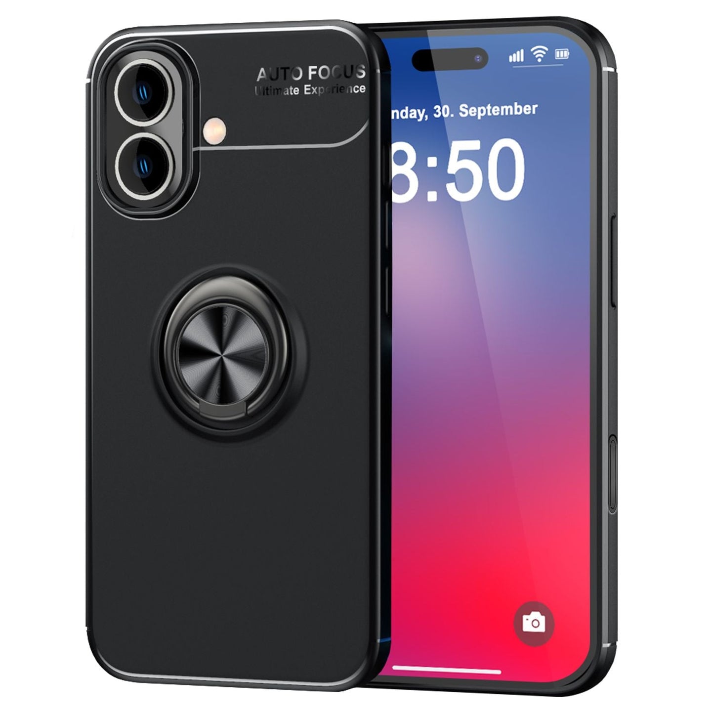 NALIA Ringhülle für iPhone 16 – Ring-Ständer 360° & für Magnet-Halter – GRIP360 (Mattiertes Silikon Case) – Marke aus Berlin
