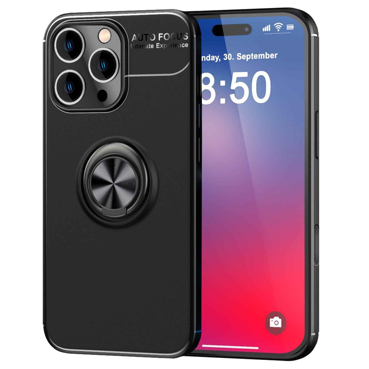 NALIA Ringhülle für iPhone 16 Pro – Ring-Ständer 360° & für Magnet-Halter – GRIP360 (Mattiertes Silikon Case) – Marke aus Berlin