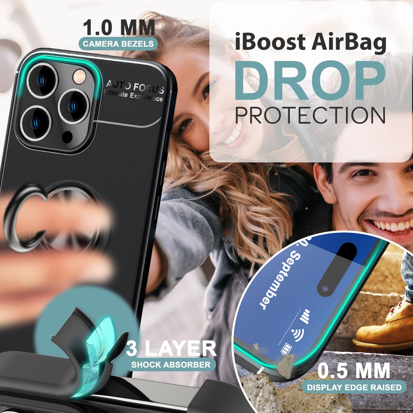 NALIA Ringhülle für iPhone 16 Pro – Ring-Ständer 360° & für Magnet-Halter – GRIP360 (Mattiertes Silikon Case) – Marke aus Berlin