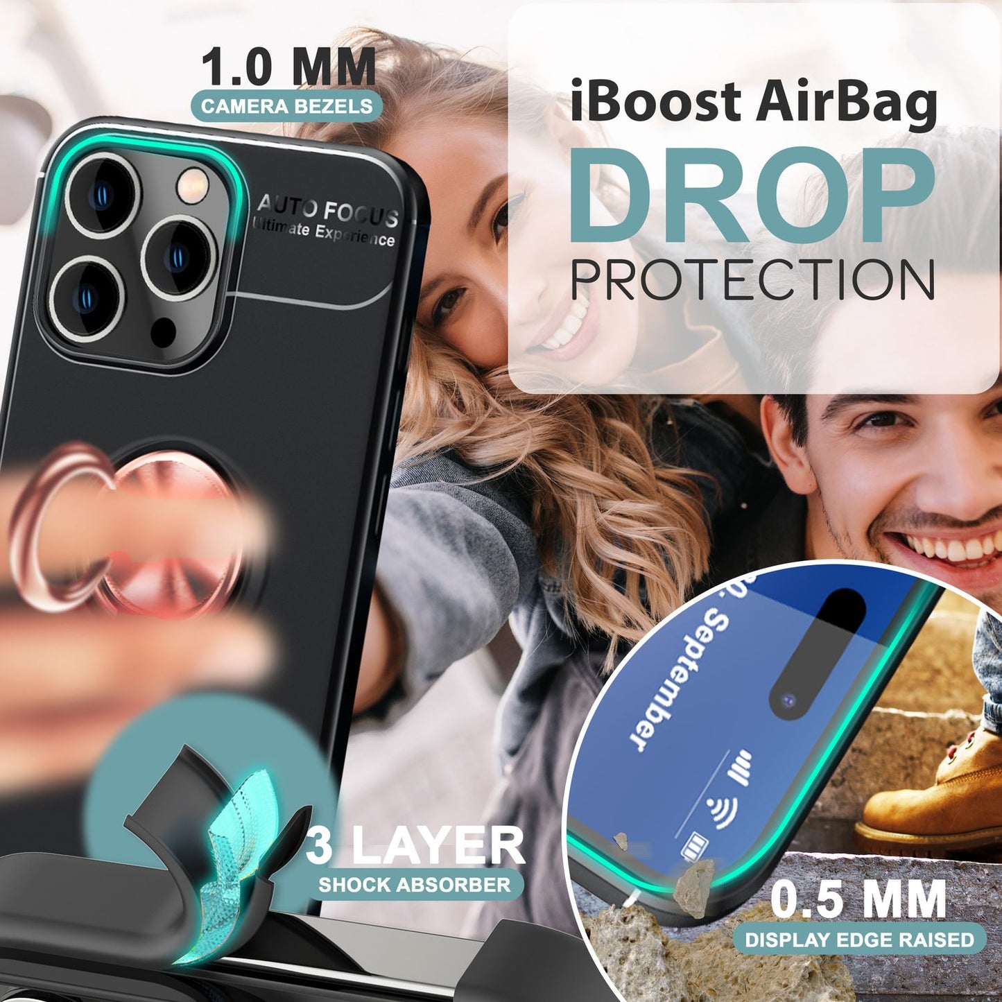 NALIA Ringhülle für iPhone 16 Pro – Ring-Ständer 360° & für Magnet-Halter – GRIP360 (Mattiertes Silikon Case) – Marke aus Berlin