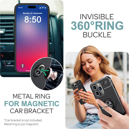 NALIA Ringhülle für iPhone 16 Pro Max – Ring-Ständer 360° & für Magnet-Halter – GRIP360 (Mattiertes Silikon Case) – Marke aus Berlin
