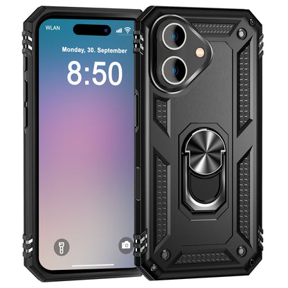 NALIA Panzerhülle für iPhone 16 – Ring-Ständer 360° & Magnet-Halterung Kompatibel – RINGDEFEND (Stoßfestes Outdoor Case) – Marke aus Berlin