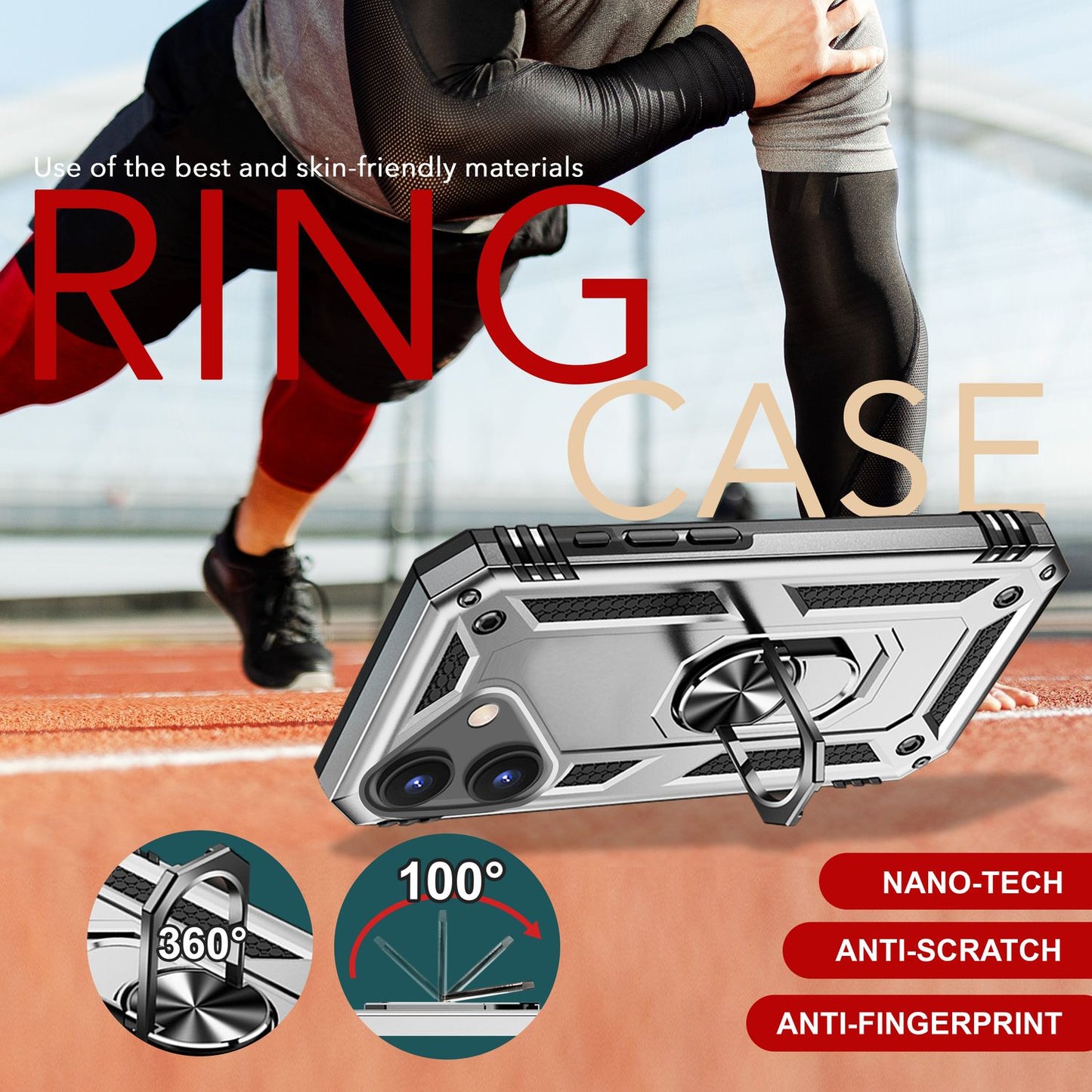 NALIA Panzerhülle für iPhone 16 – Ring-Ständer 360° & Magnet-Halterung Kompatibel – RINGDEFEND (Stoßfestes Outdoor Case) – Marke aus Berlin