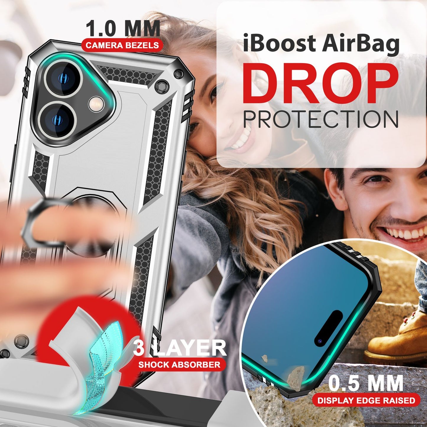 NALIA Panzerhülle für iPhone 16 Plus – Ring-Ständer 360° & Magnet-Halterung Kompatibel – RINGDEFEND (Stoßfestes Outdoor Case) – Marke aus Berlin