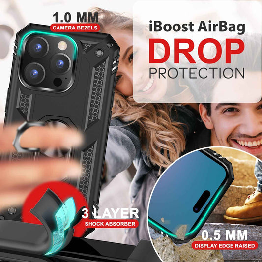 NALIA Panzerhülle für iPhone 16 Pro – Ring-Ständer 360° & Magnet-Halterung Kompatibel – RINGDEFEND (Stoßfestes Outdoor Case) – Marke aus Berlin