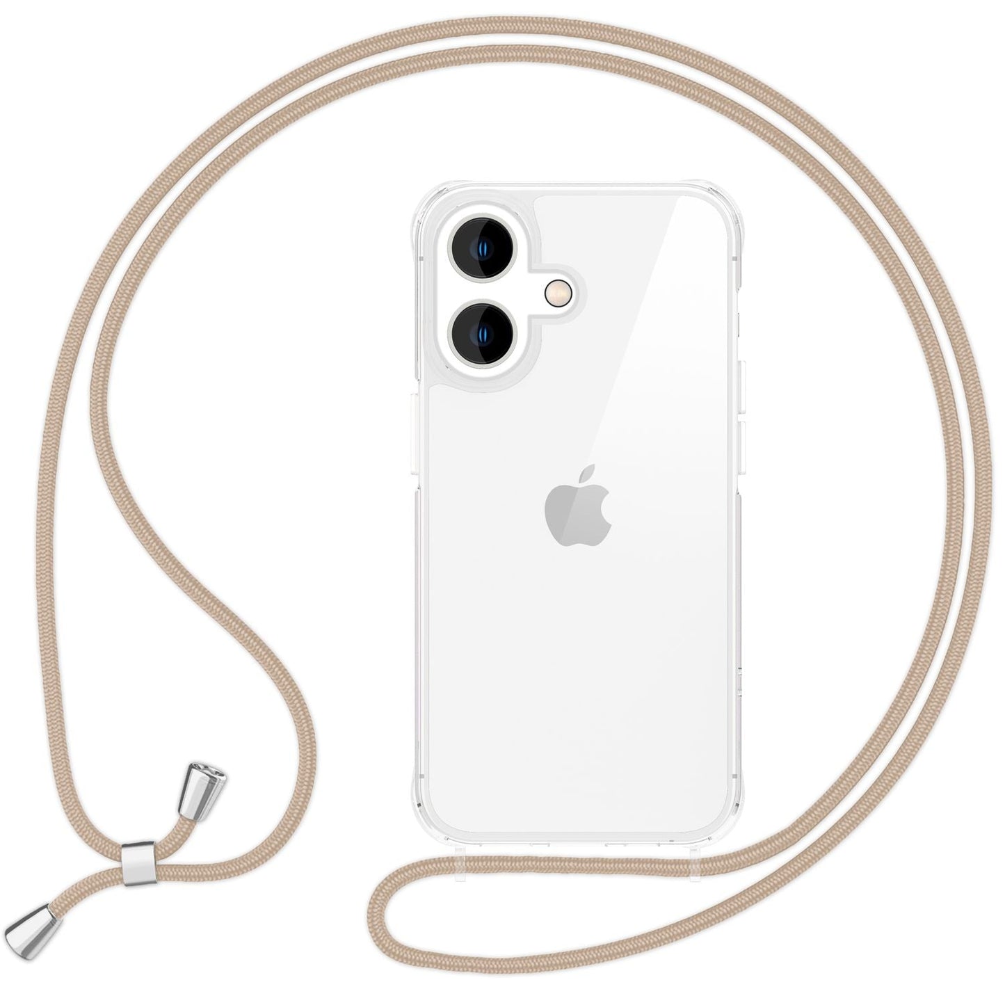 NALIA Handykette für iPhone 16 – Transparentes Hybrid-Case & Band – HANGIT PRO (Anti-Gelb Rückseite & Verstellbar) – Marke aus Berlin