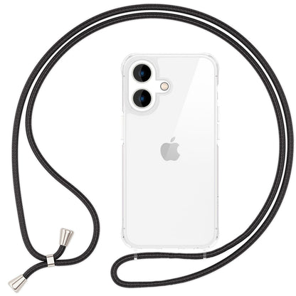 NALIA Handykette für iPhone 16 – Transparentes Hybrid-Case & Band – HANGIT PRO (Anti-Gelb Rückseite & Verstellbar) – Marke aus Berlin