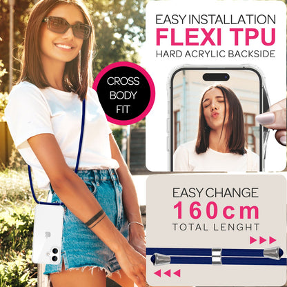 NALIA Handykette für iPhone 16 – Transparentes Hybrid-Case & Band – HANGIT PRO (Anti-Gelb Rückseite & Verstellbar) – Marke aus Berlin
