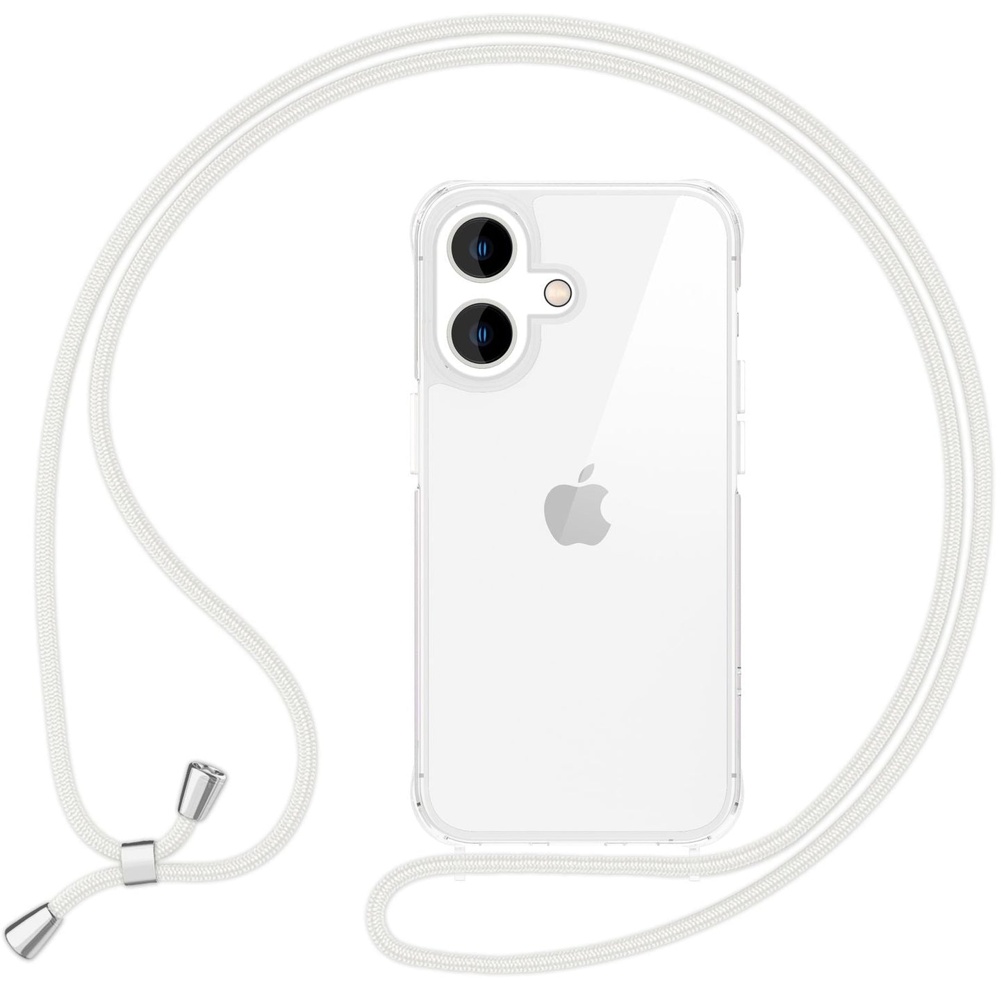 NALIA Handykette für iPhone 16 – Transparentes Hybrid-Case & Band – HANGIT PRO (Anti-Gelb Rückseite & Verstellbar) – Marke aus Berlin