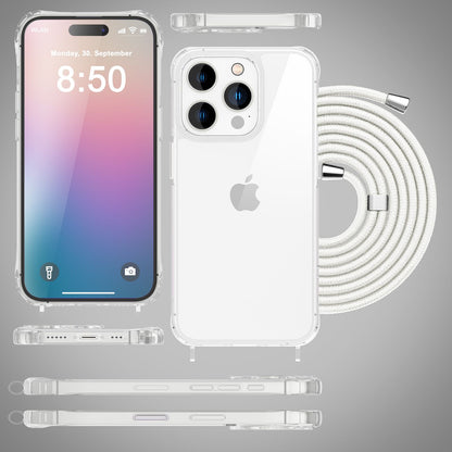 NALIA Handykette für iPhone 16 Pro – Transparentes Hybrid-Case & Band – HANGIT PRO (Anti-Gelb Rückseite & Verstellbar) – Marke aus Berlin