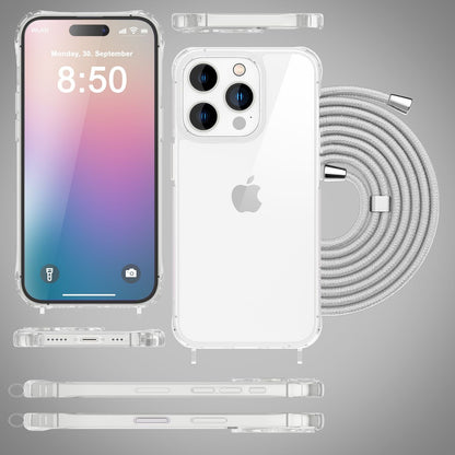 NALIA Handykette für iPhone 16 Pro Max – Transparentes Hybrid-Case & Band – HANGIT PRO (Anti-Gelb Rückseite & Verstellbar) – Marke aus Berlin