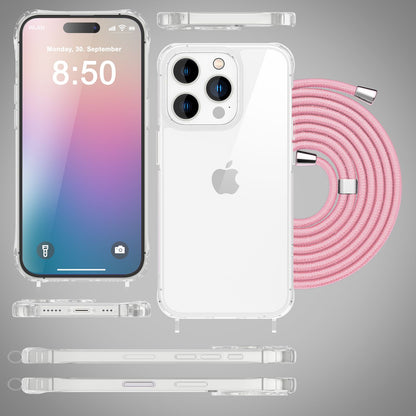 NALIA Handykette für iPhone 16 Pro Max – Transparentes Hybrid-Case & Band – HANGIT PRO (Anti-Gelb Rückseite & Verstellbar) – Marke aus Berlin