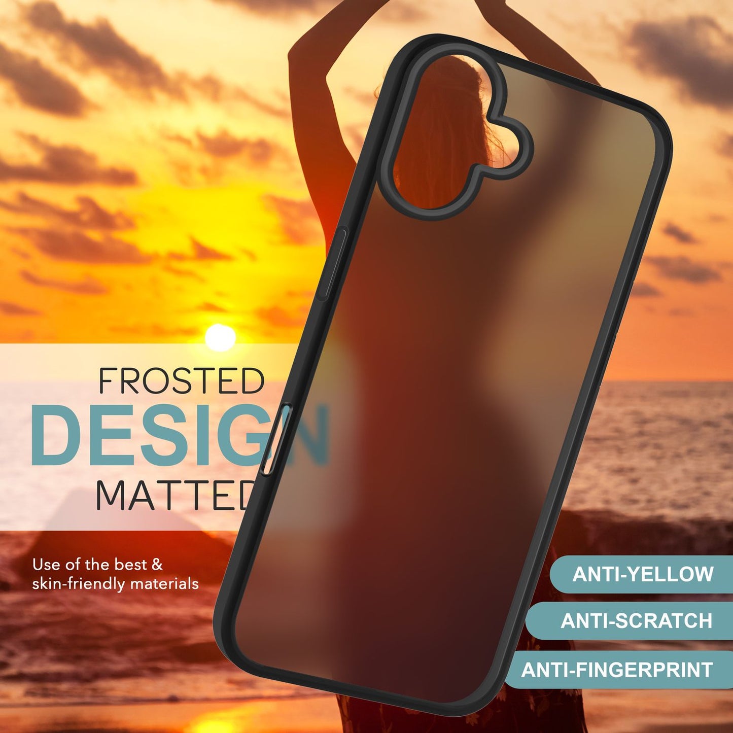 NALIA Matte Handyhülle für iPhone 16 – Stoßfester Silikon-Rahmen & Semi-Transparent – FUZION (Anti-Fingerprint Case) – Marke aus Berlin