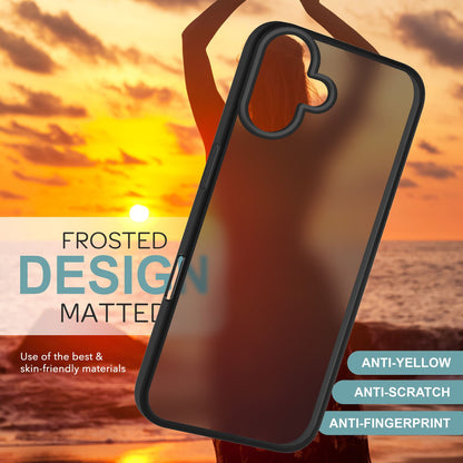 NALIA Matte Handyhülle für iPhone 16 – Stoßfester Silikon-Rahmen & Semi-Transparent – FUZION (Anti-Fingerprint Case) – Marke aus Berlin