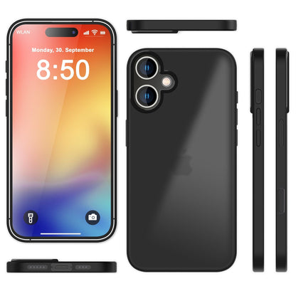 NALIA Matte Handyhülle für iPhone 16 – Stoßfester Silikon-Rahmen & Semi-Transparent – FUZION (Anti-Fingerprint Case) – Marke aus Berlin