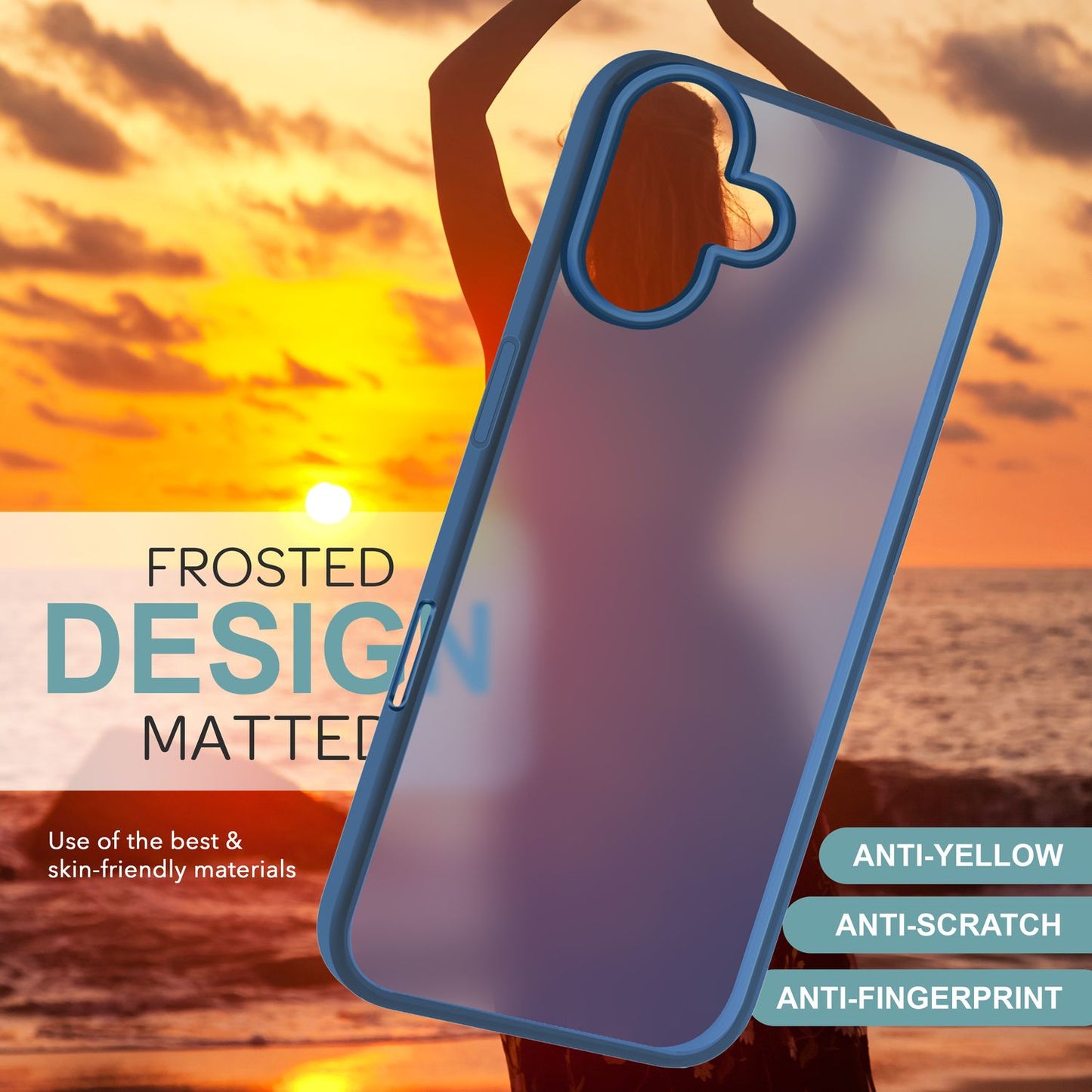 NALIA Matte Handyhülle für iPhone 16 – Stoßfester Silikon-Rahmen & Semi-Transparent – FUZION (Anti-Fingerprint Case) – Marke aus Berlin