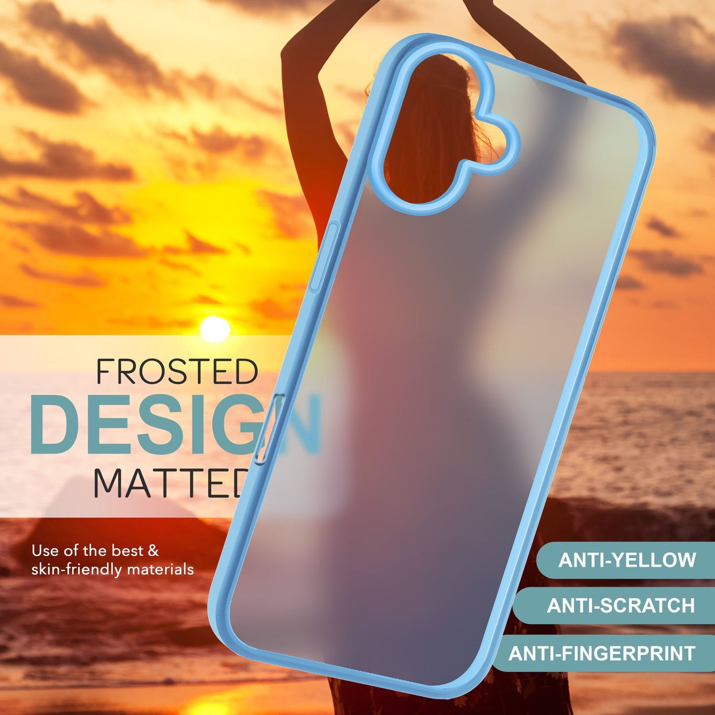 NALIA Matte Handyhülle für iPhone 16 – Stoßfester Silikon-Rahmen & Semi-Transparent – FUZION (Anti-Fingerprint Case) – Marke aus Berlin