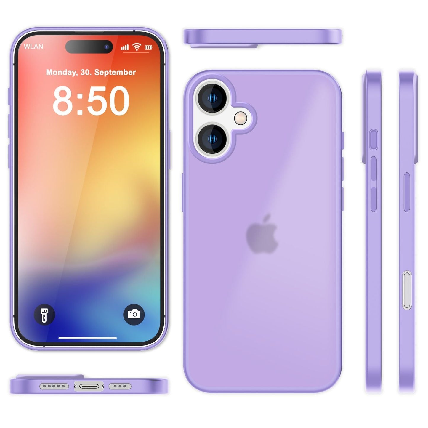 NALIA Matte Handyhülle für iPhone 16 – Stoßfester Silikon-Rahmen & Semi-Transparent – FUZION (Anti-Fingerprint Case) – Marke aus Berlin