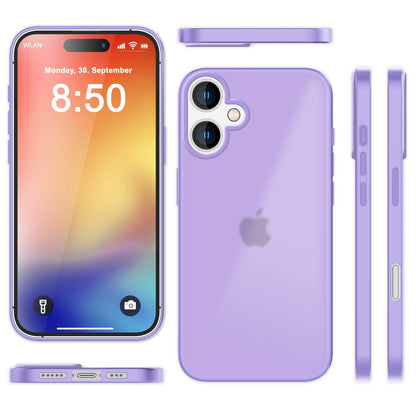 NALIA Matte Handyhülle für iPhone 16 – Stoßfester Silikon-Rahmen & Semi-Transparent – FUZION (Anti-Fingerprint Case) – Marke aus Berlin