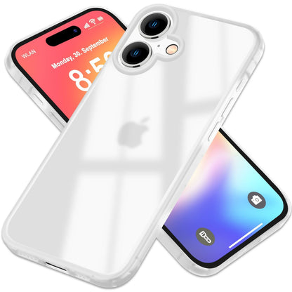 NALIA Matte Handyhülle für iPhone 16 – Stoßfester Silikon-Rahmen & Semi-Transparent – FUZION (Anti-Fingerprint Case) – Marke aus Berlin