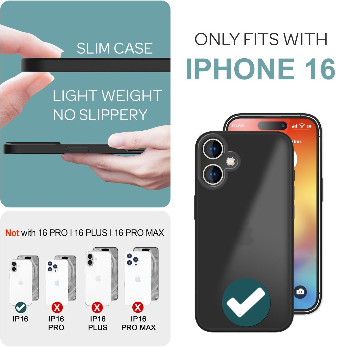 NALIA Matte Handyhülle für iPhone 16 – Stoßfester Silikon-Rahmen & Semi-Transparent – FUZION (Anti-Fingerprint Case) – Marke aus Berlin