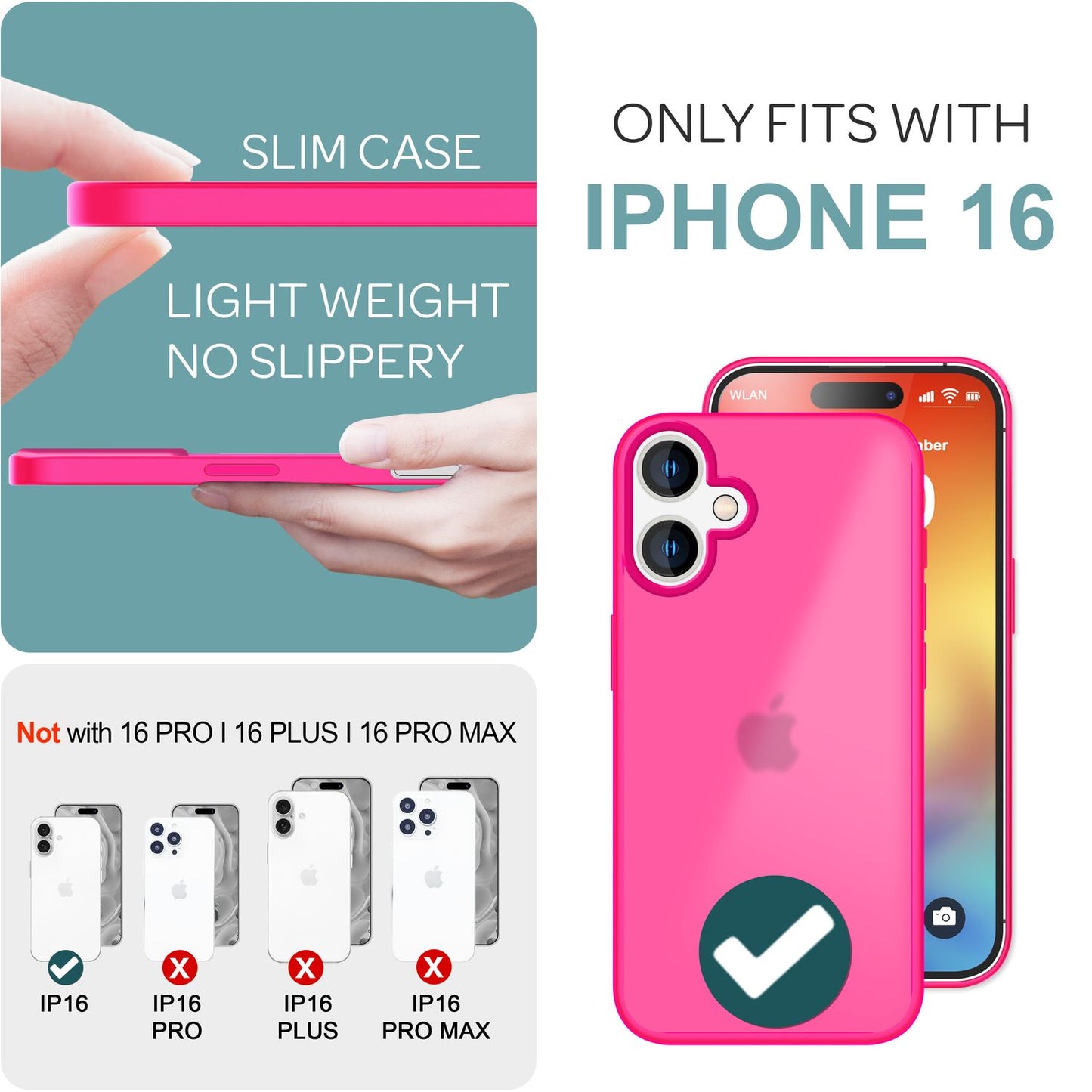 NALIA Matte Handyhülle für iPhone 16 – Stoßfester Silikon-Rahmen & Semi-Transparent – FUZION (Anti-Fingerprint Case) – Marke aus Berlin