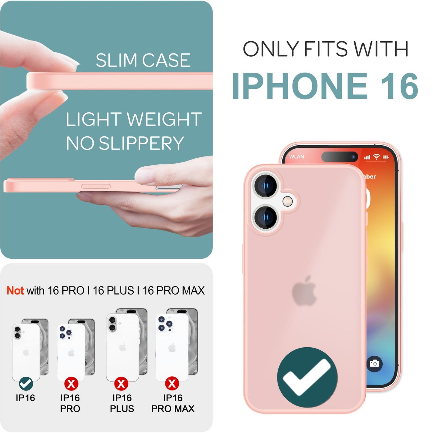 NALIA Matte Handyhülle für iPhone 16 – Stoßfester Silikon-Rahmen & Semi-Transparent – FUZION (Anti-Fingerprint Case) – Marke aus Berlin