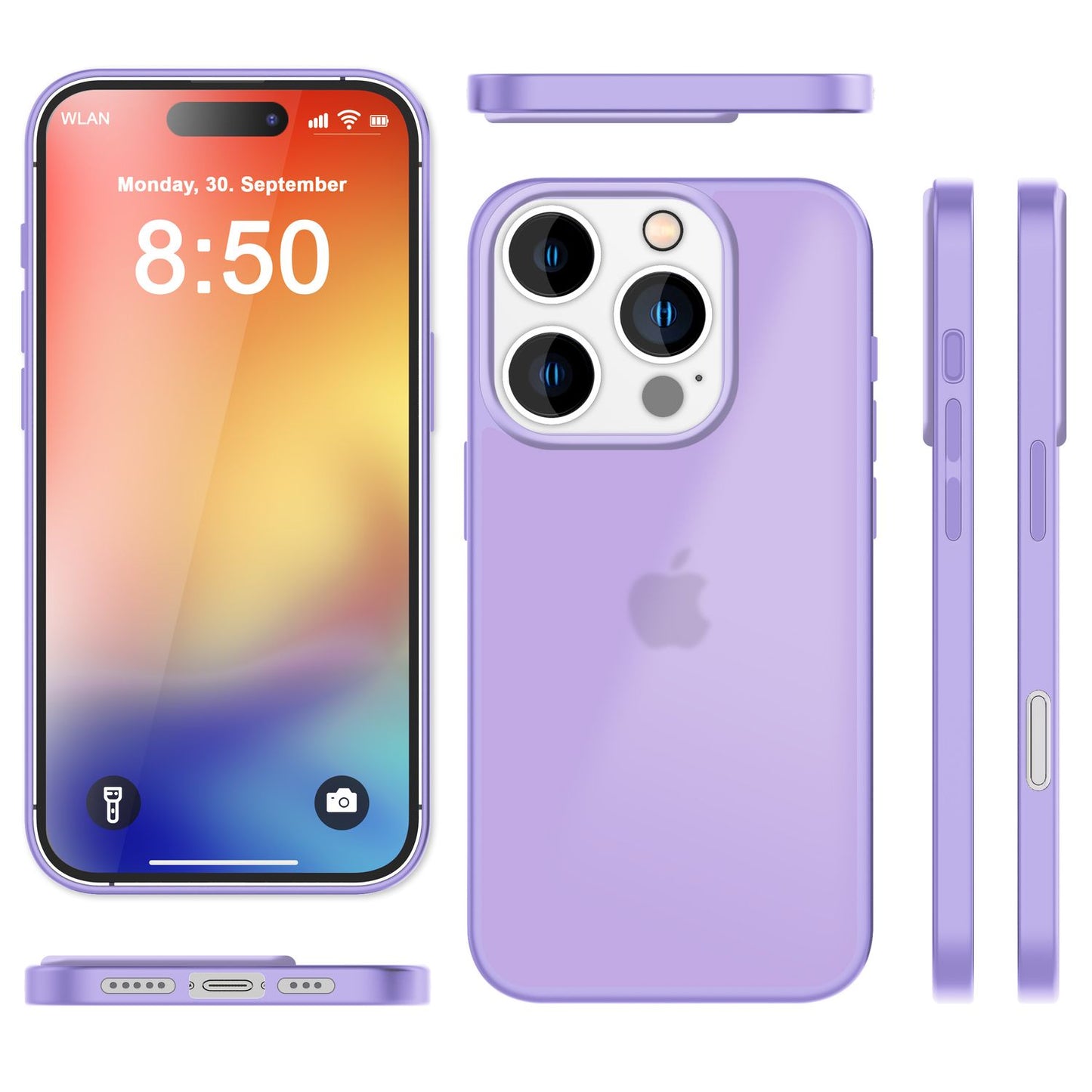 NALIA Matte Handyhülle für iPhone 16 Pro – Stoßfester Silikon-Rahmen & Semi-Transparent – FUZION (Anti-Fingerprint Case) – Marke aus Berlin