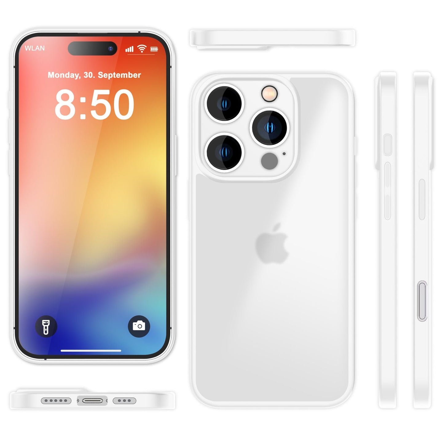 NALIA Matte Handyhülle für iPhone 16 Pro – Stoßfester Silikon-Rahmen & Semi-Transparent – FUZION (Anti-Fingerprint Case) – Marke aus Berlin