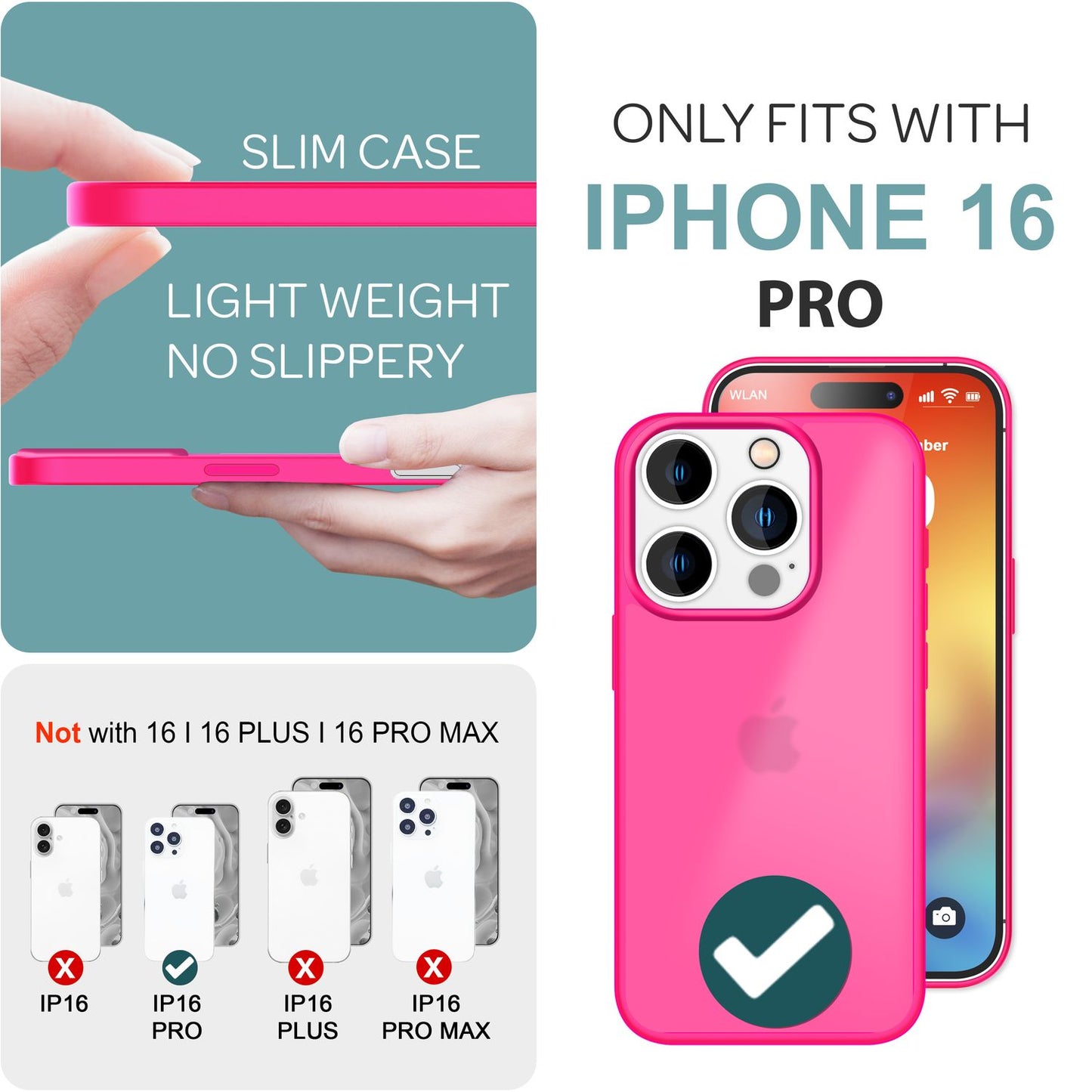 NALIA Matte Handyhülle für iPhone 16 Pro – Stoßfester Silikon-Rahmen & Semi-Transparent – FUZION (Anti-Fingerprint Case) – Marke aus Berlin