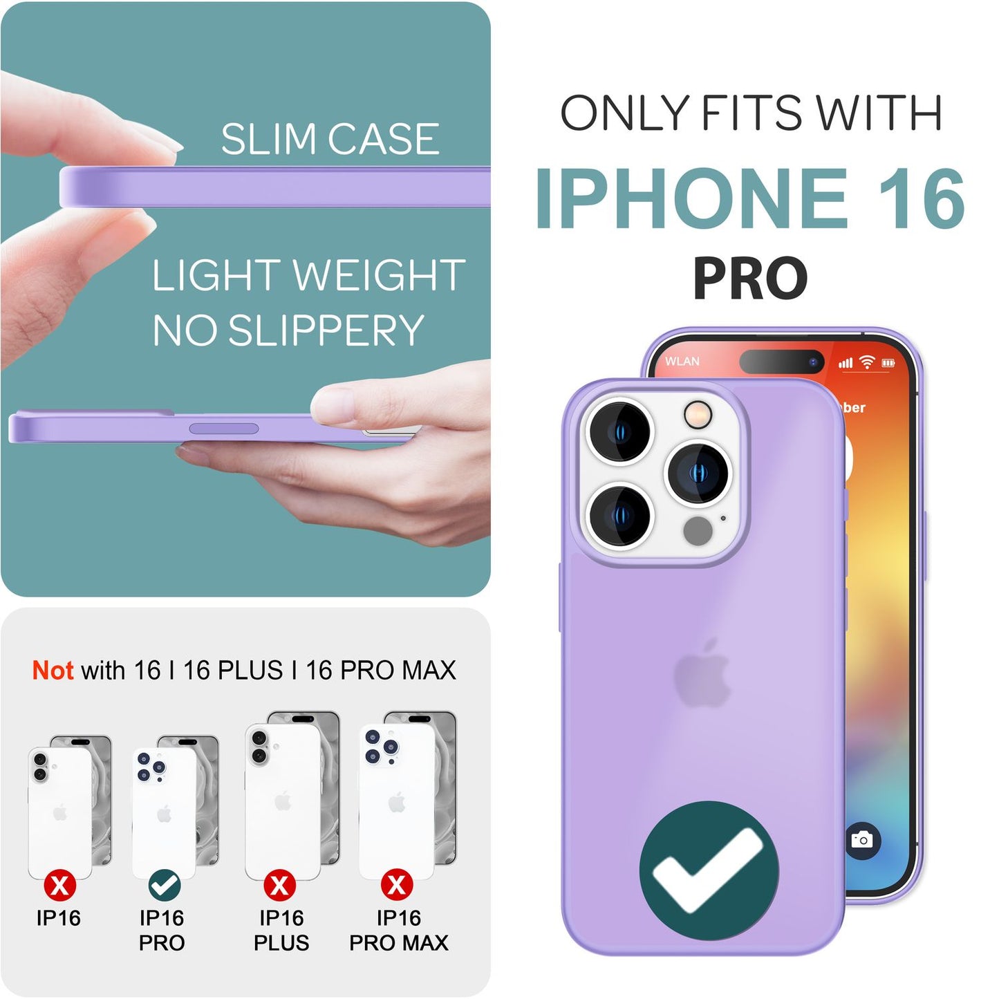 NALIA Matte Handyhülle für iPhone 16 Pro – Stoßfester Silikon-Rahmen & Semi-Transparent – FUZION (Anti-Fingerprint Case) – Marke aus Berlin
