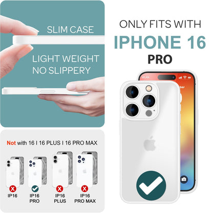 NALIA Matte Handyhülle für iPhone 16 Pro – Stoßfester Silikon-Rahmen & Semi-Transparent – FUZION (Anti-Fingerprint Case) – Marke aus Berlin