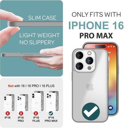 NALIA Matte Handyhülle für iPhone 16 Pro Max – Stoßfester Silikon-Rahmen & Semi-Transparent – FUZION (Anti-Fingerprint Case) – Marke aus Berlin