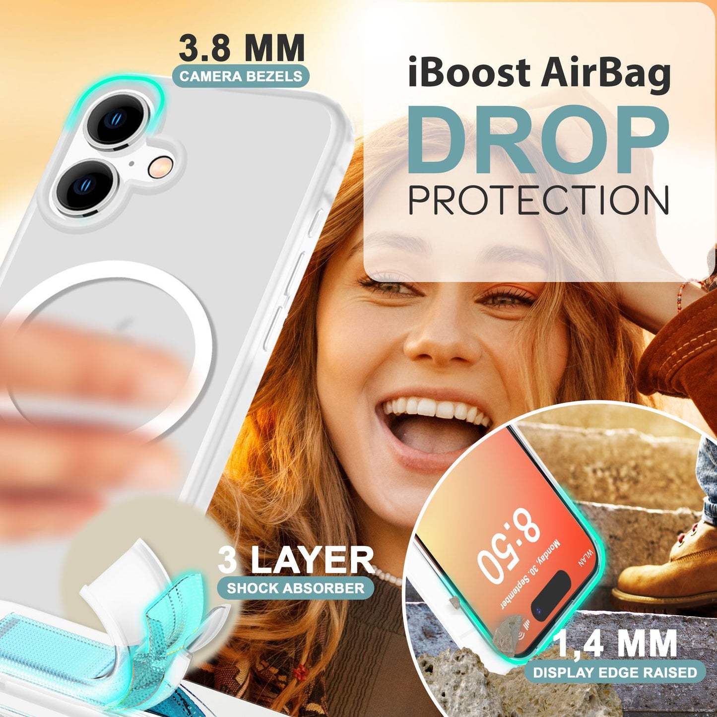 NALIA Magnet-Case für iPhone 16 – Matt-Transparent & MagSafe Kompatibel – MATTEX (Rutschfest, Stoßfest & Anti-Fingerabdruck) – Marke aus Berlin