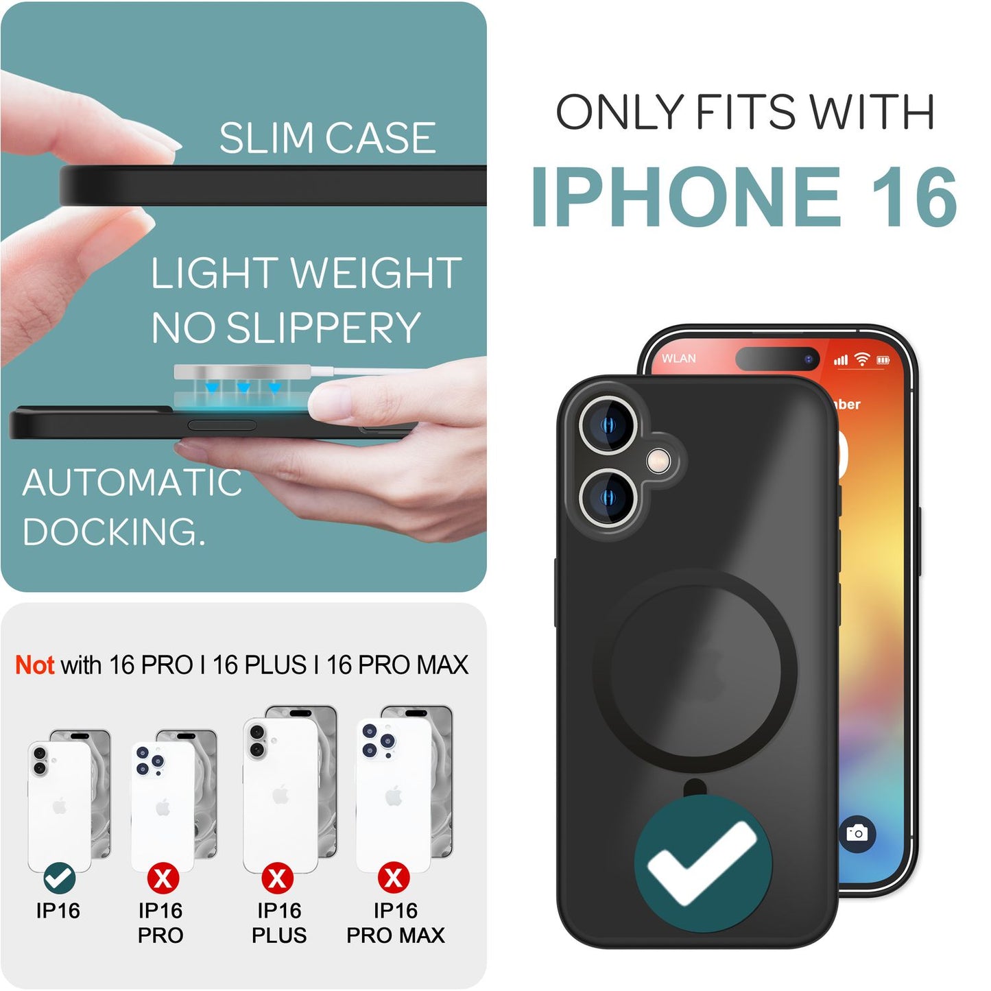 NALIA Magnet-Case für iPhone 16 – Matt-Transparent & MagSafe Kompatibel – MATTEX (Rutschfest, Stoßfest & Anti-Fingerabdruck) – Marke aus Berlin