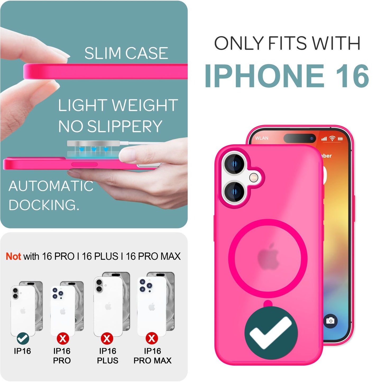 NALIA Magnet-Case für iPhone 16 – Matt-Transparent & MagSafe Kompatibel – MATTEX (Rutschfest, Stoßfest & Anti-Fingerabdruck) – Marke aus Berlin