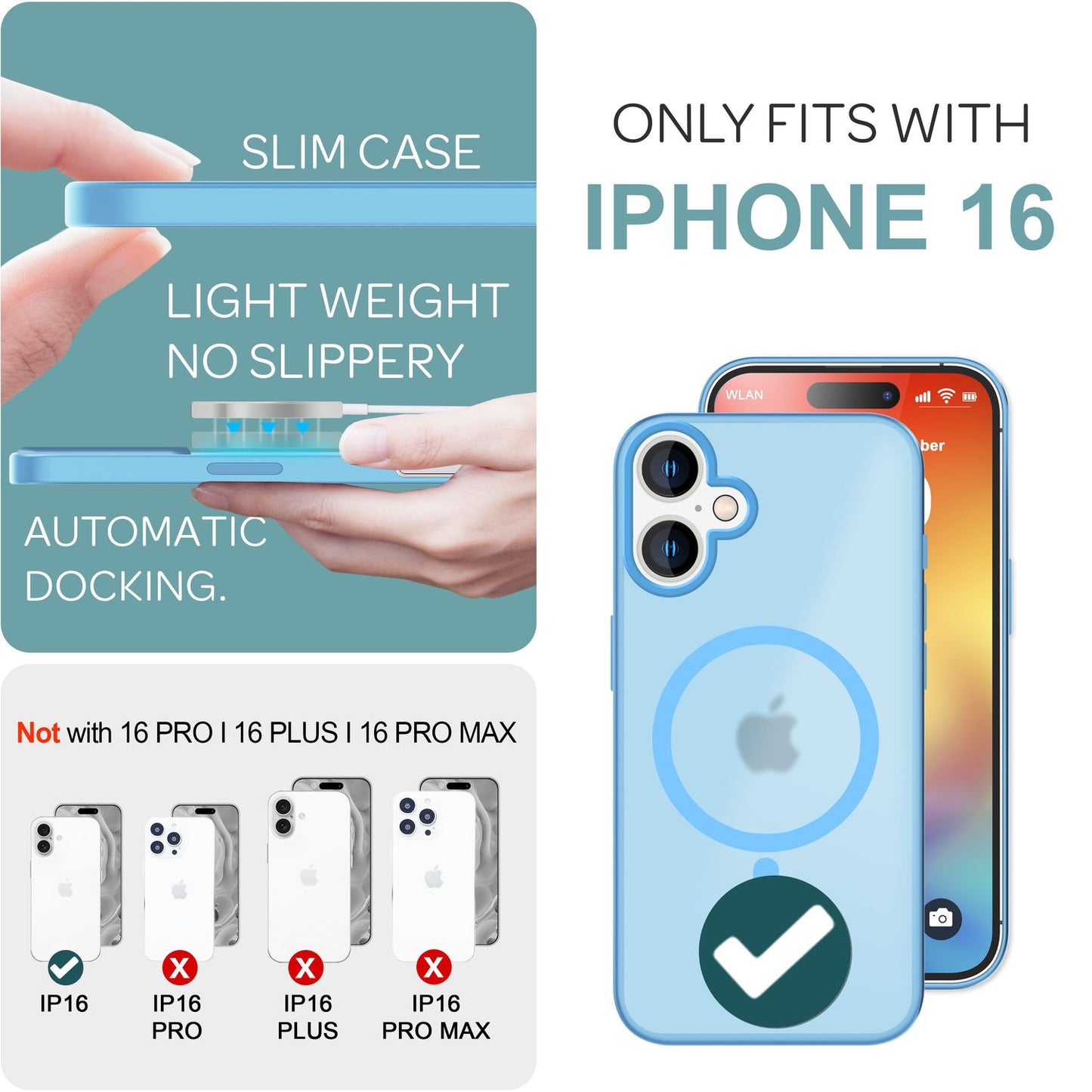NALIA Magnet-Case für iPhone 16 – Matt-Transparent & MagSafe Kompatibel – MATTEX (Rutschfest, Stoßfest & Anti-Fingerabdruck) – Marke aus Berlin