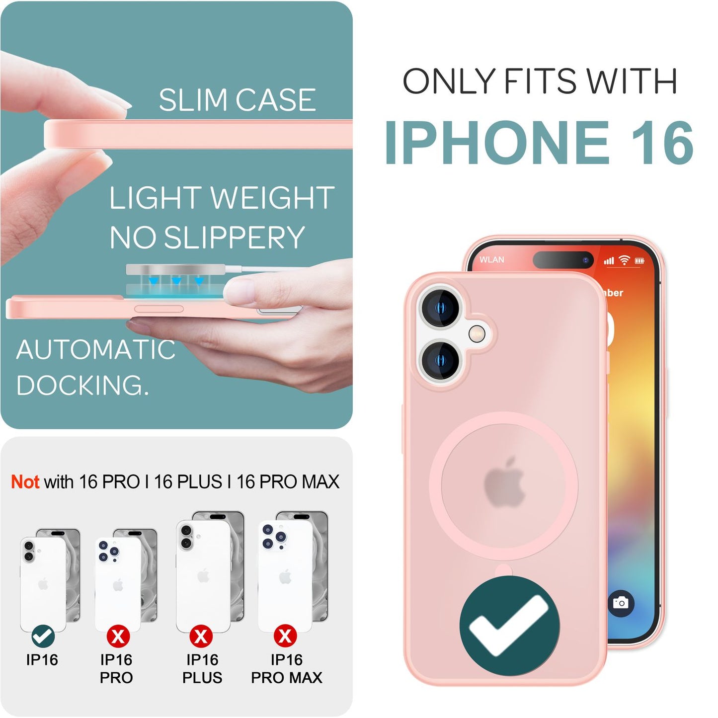 NALIA Magnet-Case für iPhone 16 – Matt-Transparent & MagSafe Kompatibel – MATTEX (Rutschfest, Stoßfest & Anti-Fingerabdruck) – Marke aus Berlin