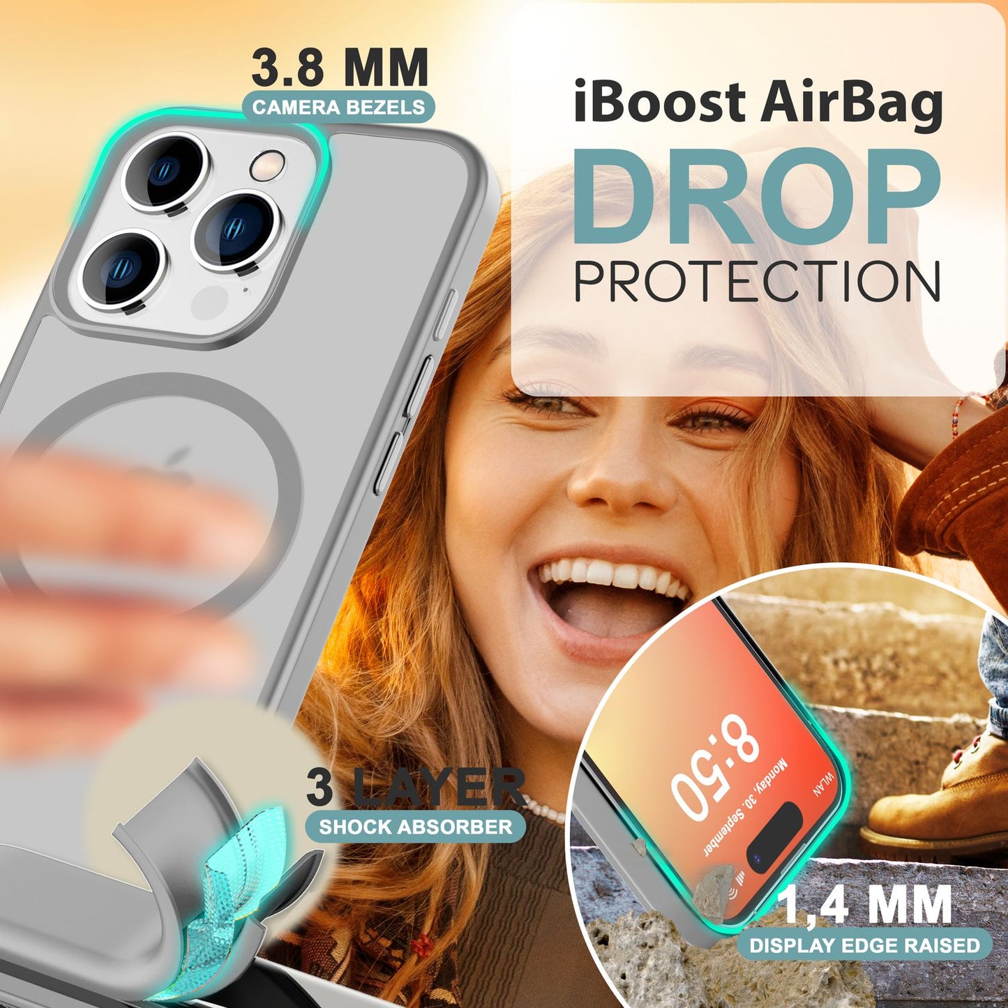 NALIA Magnet-Case für iPhone 16 Pro – Matt-Transparent & MagSafe Kompatibel – MATTEX (Rutschfest, Stoßfest & Anti-Fingerabdruck) – Marke aus Berlin