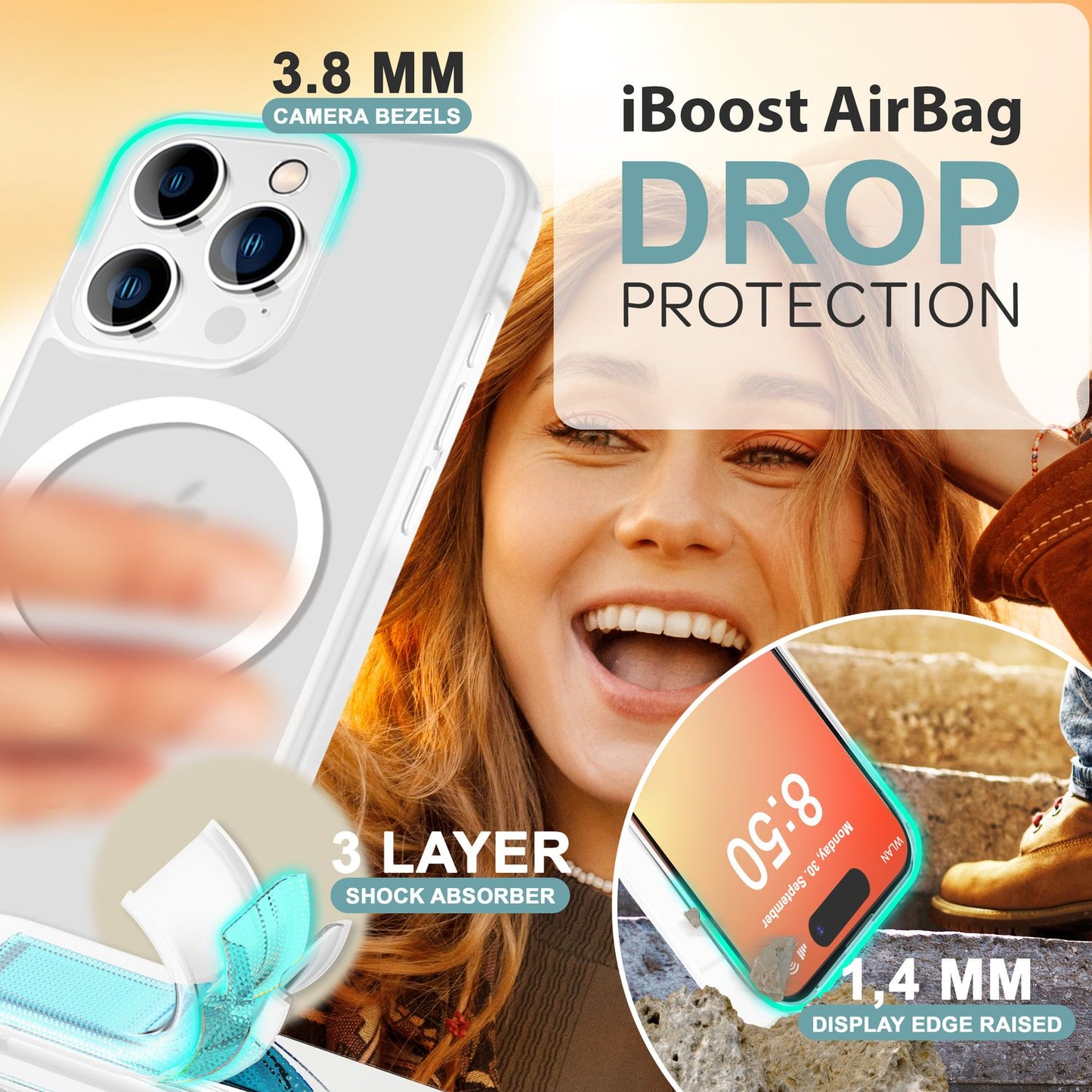 NALIA Magnet-Case für iPhone 16 Pro – Matt-Transparent & MagSafe Kompatibel – MATTEX (Rutschfest, Stoßfest & Anti-Fingerabdruck) – Marke aus Berlin